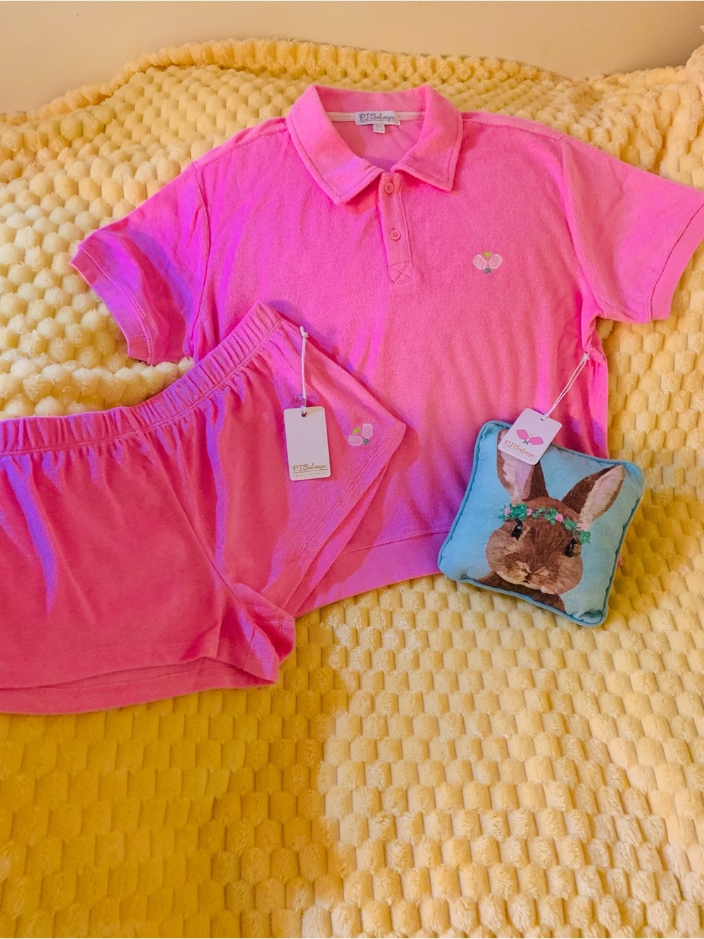 Loungewear Matching Set PJ Salvage “ Let’s Play Pickleball!” In Bubblegum SZ L
